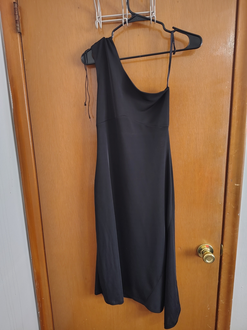 Vintage Black One-Shoulder Slip Dress